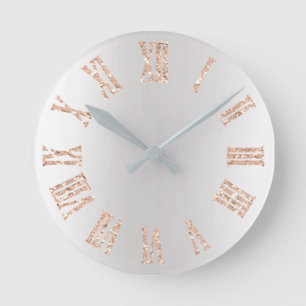 Roos Gold Glitter Grey Silver Ombre Minimale Black Ronde Klok