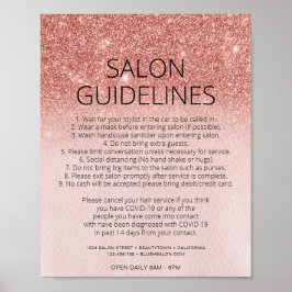Roos Gold Glitter Hair Salon Covid Health Safety Poster