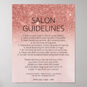 Roos Gold Glitter Hair Salon Covid Health Safety Poster