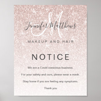 Roos Gold Glitter Hair Salon COVID Poster