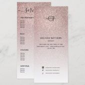 Roos Gold Glitter Hair Salon Makeup Artist Service Menu (Voorkant / Achterkant)