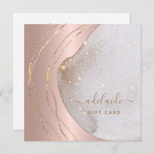 Roos Gold Glitter Hair Stylist Cadeaubon (Voorkant / Achterkant)