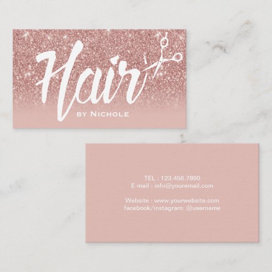 Roos Gold Glitter Hair Stylist Hairdresser Salon Visitekaartje (Voorkant / Achterkant)