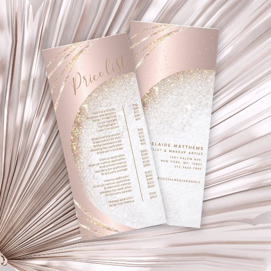 Roos Gold Glitter Hair Stylist Prijslijst Reclamekaart