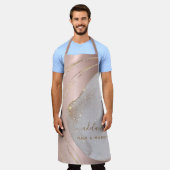 Roos Gold Glitter Hair Stylist Script Salon Name Schort (Gedragen)