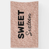 Roos Gold Glitter Hallo Sweet Sixteen Birthday Spandoek (Verticaal)