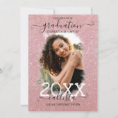 Roos Gold Glitter Halo Foto Collage Afstuderen Kaart (Voorkant)