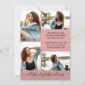 Roos Gold Glitter Halo Foto Collage Afstuderen Kaart (Achterkant)