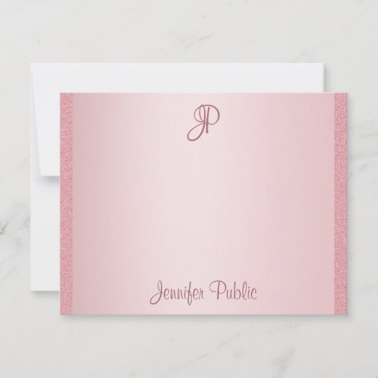 Roos Gold Glitter Hand Script Monogram Sjabloon (Voorkant)