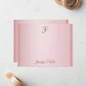 Roos Gold Glitter Hand Script Monogram Sjabloon (Voorkant / Achterkant in situ)