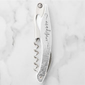 Roos Gold Glitter Handgeschreven Script Custom Nam Kurkentrekker (Voorkant)