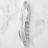 Roos Gold Glitter Handgeschreven Script Custom Nam Kurkentrekker (Achterkant)