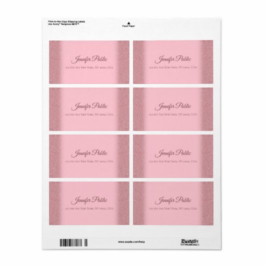 Roos Gold Glitter Handgeschreven script Luxueus Etiket (Full Sheet)