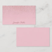 Roos Gold Glitter Handgeschreven Script Name Elega Notitiekaartje (Voorkant / Achterkant)