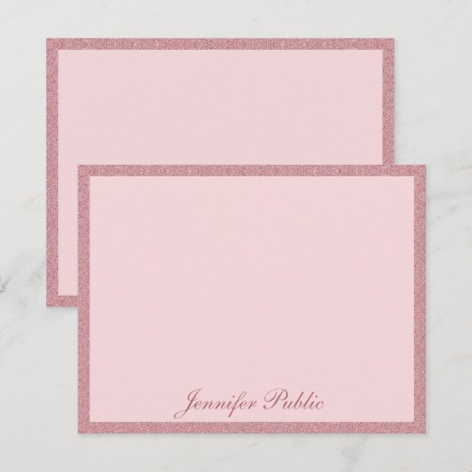 Roos Gold Glitter Handgeschreven Script Sjabloon (Voorkant / Achterkant)