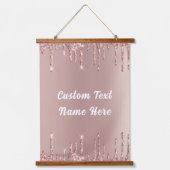 Roos Gold Glitter Hangtapijt en aangepaste tekst Hangend Wandkleed (Voorkant)