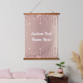 Roos Gold Glitter Hangtapijt en aangepaste tekst Hangend Wandkleed (Slaapkamer)