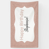 Roos Gold Glitter Happy Birthday Spandoek (Verticaal)