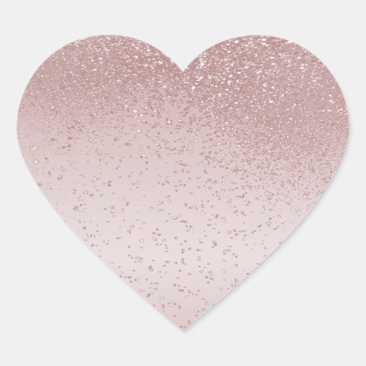 Roos Gold Glitter Hart Sticker (Voorkant)