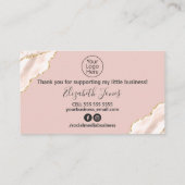 Roos Gold Glitter Hartelijk dank voor uw aankoop Visitekaartje (Achterkant)