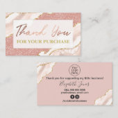 Roos Gold Glitter Hartelijk dank voor uw aankoop Visitekaartje (Voorkant / Achterkant)