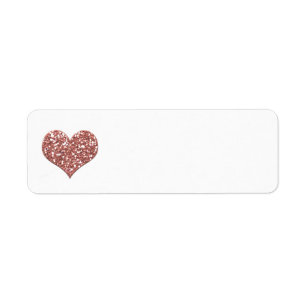 Roos Gold Glitter Heart Blank Return-adres Etiket
