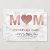 Roos Gold Glitter Heart Moederdag Brunch Kaart (Voorkant)