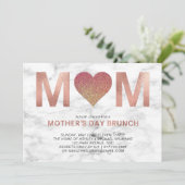 Roos Gold Glitter Heart Moederdag Brunch Kaart (Staand voorkant)
