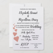 Roos Gold Glitter Hearts Avonduitnodiging Kaart (Achterkant)