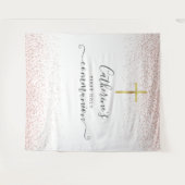 Roos Gold Glitter Heilige Communie Foto Achtergron Wandkleed (Voorkant (horizontaal))