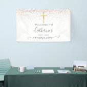 Roos Gold Glitter Heilige Communie Welkom Spandoek (Beurs)