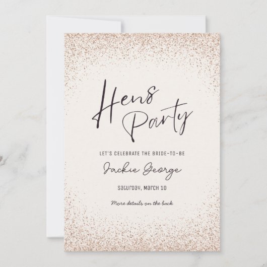 Roos Gold Glitter Hens Party Invitation Route Kaart (Voorkant)