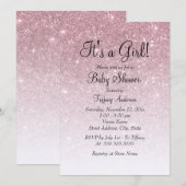 Roos Gold Glitter Het is een Meisje Baby shower Kaart (Voorkant / Achterkant)