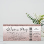 Roos Gold Glitter Holiday Christmas Party Ticket Kaart (Staand voorkant)