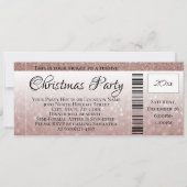 Roos Gold Glitter Holiday Christmas Party Ticket Kaart (Voorkant)