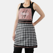 Roos Gold Glitter Houndstooth jouw naam monogram Schort (Insitu)