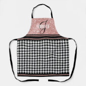 Roos Gold Glitter Houndstooth jouw naam monogram Schort (Voorkant)