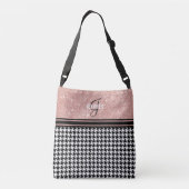 Roos Gold Glitter Houndstooth monogram naam Crossbody Tas (Achterkant)