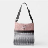 Roos Gold Glitter Houndstooth monogram naam Crossbody Tas (Voorkant)