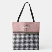 Roos Gold Glitter Houndstooth monogram naam Tote Bag (Voorkant)