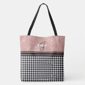 Roos Gold Glitter Houndstooth monogram naam Tote Bag (Achterkant)