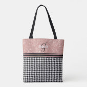 Roos Gold Glitter Houndstooth name monogram Tote Bag (Achterkant)