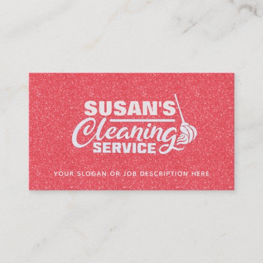 Roos Gold Glitter House Cleaning Visitekaartjes (Voorkant)