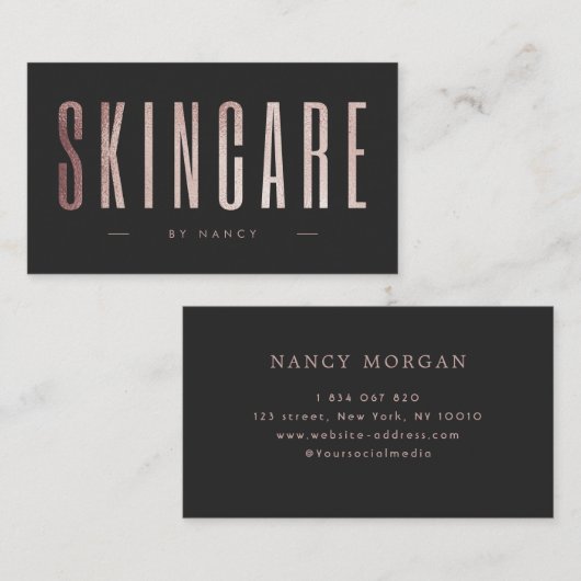 Roos Gold Glitter Huidverzorging Visitekaartje (Voorkant / Achterkant)