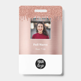 Roos Gold Glitter ID Employee Name Tags Badge