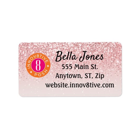 Roos Gold Glitter Innov8tive Posh Address Label (Voorkant)