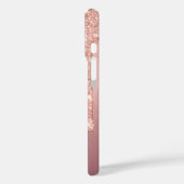 Roos Gold Glitter iPhone Case Aangepaste Tekstnaam (Achterkant / Links)