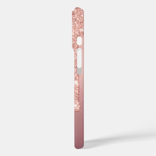 Roos Gold Glitter iPhone Case Aangepaste Tekstnaam (Achterkant / Links)