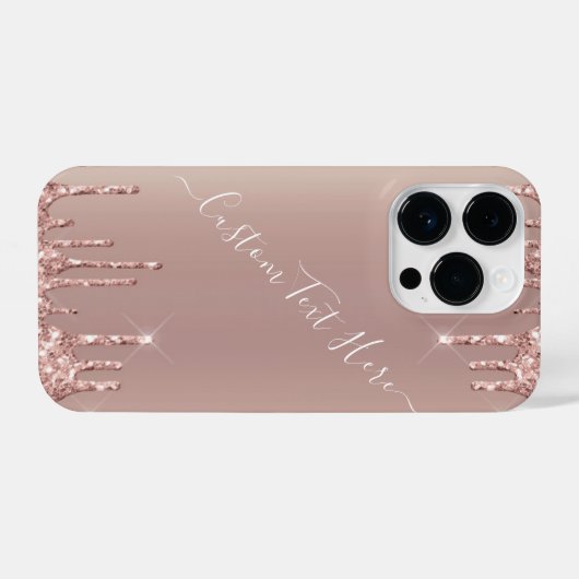 Roos Gold Glitter iPhone-hoesjes met aangepaste te iPhone Hoesje (Achterkant horizontaal)