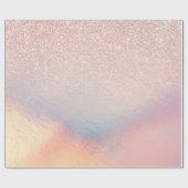 Roos Gold Glitter Iridescent Holographic Gradient Cadeaupapier (Vlak)